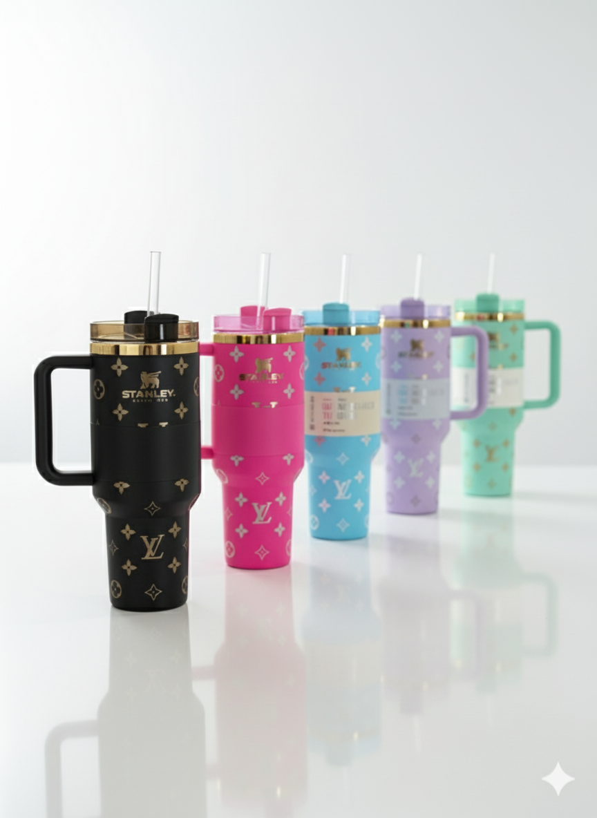 40oz Luxury-Inspired Quencher Tumbler – Aqua Blue