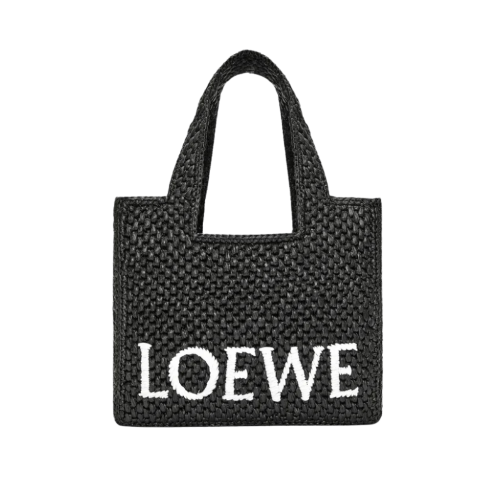 Loewe Small Font Tote in Raffia